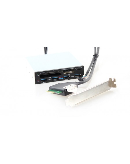 3.5" Internal PCI-E Multi-card reader with Powered 4-Port USB 3.0 Hub Combo