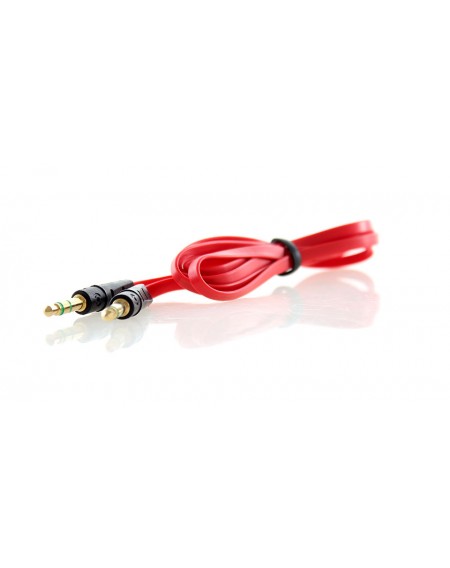 Flat 3.5mm Male to Male Audio Cable - Red (100cm)